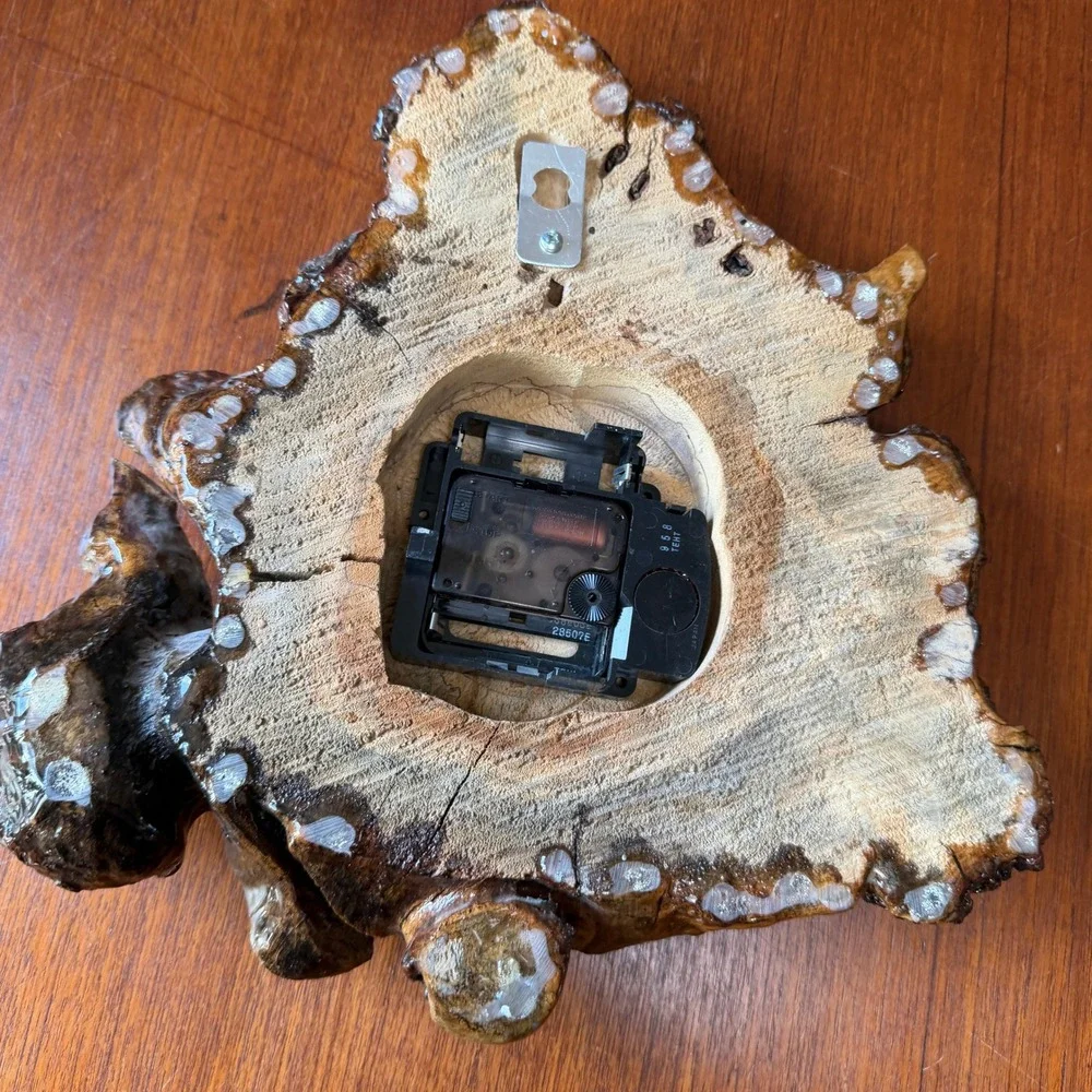 Vintage Live Edge Wood Slab Tide Clock Lighthouse Coastal Nautical Alaska Ocean